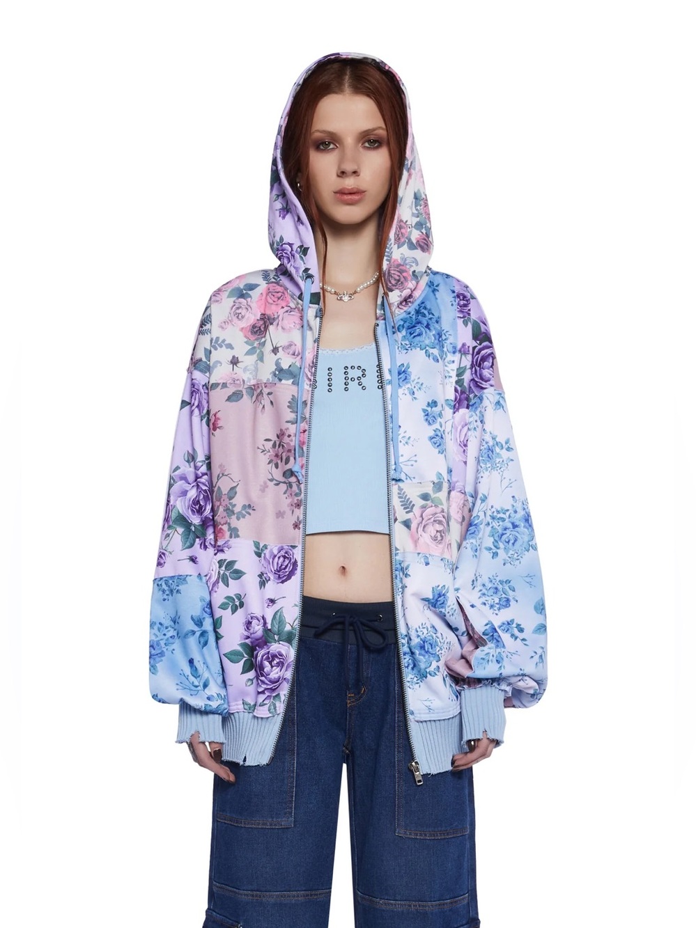 dELiA*s (Dollskill) Pastel Floral Patchwork Hooded Bomber Jacket